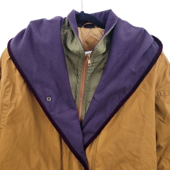 Vintage 80's The Limited Mens Coat Color Block Streetwear Grunge Mustard M - Picture 5 of 17